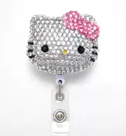 Blinged Pink Kitty Retractable ID Badge Reel / ID Badge Holder / AZblinger