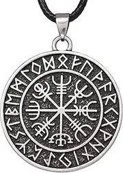 [HAQUIL] Viking Jewelry Viking Compass Vegvisir Symbol Pendant Necklace
