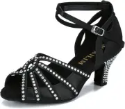 Ballroom Rhinestone Dance Shoes Women Latin Salsa Bachata Social Dancing...
