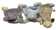 Demdaco New NWT Lovey Security Blanket Baby Boy Girl Toy Rattle Plush Lot Of 3
