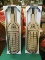 NIB- Set of 2 Metal on Wood WINE MARKET Bottle Wine Racks..Wall Units