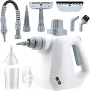 Portable Steam Cleaner,Hand Held Steam Cleaner with 6 Nozzles, Multi-Purpose Handheld Pressurized Steamer with Safety Lock, 9 Accessories for Stain Removal, Carpets, Curtains, Car Seats White