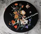 2' black Marble round Coffee bird Table Top inlay pietra dura wall decor home k1