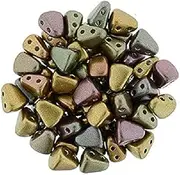 5 g Matubo Nib-BIT 2-Hole Pyramid Glass Beads 6 x 5 mm, Matte Metallic Bronze iris