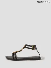 Monsoon Black Simi T-Bar Strappy Sandals (F83237) | $104