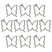 20Pcs Butterfly Shaped Alloy Open Back Bezel Pendants Resin Frame, Black