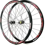Road Bike Wheelset Aluminum Alloy 700c Road Bike Wheelset, Ultra Light Wheel Set Rim Racing Cycling Wheel Disc Brake Quick Release 24H，Support 7/8/9/10/11/12 Speed(Red)