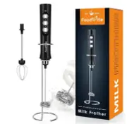 Rechargeable Milk Frother Handheld Foam Maker with Stainless Whisk