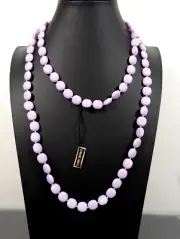 Vintage Genuine Lucite Purple Round Disc Beaded Classic Long Necklace 46 in