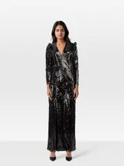 Black Sequin Long Sleeve Dress
