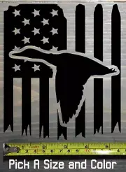 Duck Decal Hunting USA Flag Geese Mallard Waterfowl Wood Hunting American