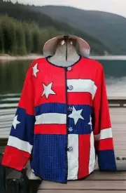 Allure Womens Patriotic American Flag Jacket Patriot America Plus Sz 22/24 NWT