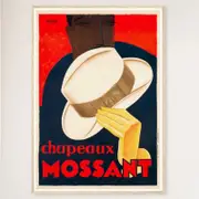 Galrie Chapeaux Mossant Vintage Advertising Poster Art Print by Olsky 1928 Décor, Wood Frame, A2 42 x 60cm (16 x 24inch)