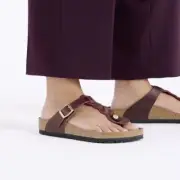 BIRKENSTOCK GIZEH BRAIDED ZINFANDEL REGULAR/WIDE WIDTH OILED LEATHER WOVEN FLIP