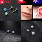 Opal Labret Lip Internal Threaded Stud Bar Titanium Surgical Steel Ear Piercing