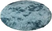 Easy to Clean and Multifunctional Modern Fuzzy Colorful Rugs Stylish Polyester Circle Playing Mat for Kids Baby, Blue