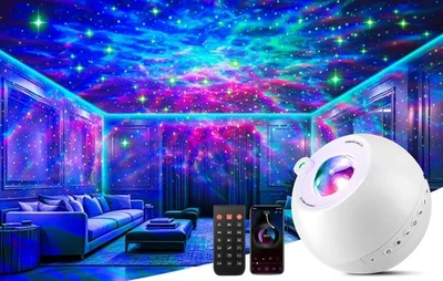 Galaxy Projector for Bedroom,15 Colors+15 White Noise+Bluetooth Star Projecto...