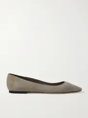 [Jimmy Choo] Jimmy Choo - Romy Suede Point-toe Flats - Taupe - IT37 IT 37 Brown