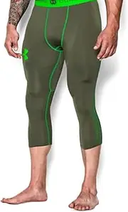 (Large, Rough/GREEN ENERGY) - Under Armour Men's UA Combine Training Ascent 3/4 Compression Leggings