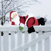 Santa Claus Fence Peeker Decoration Outdoor Garden Fence Sign for Christmas Decor Xmas DIY Home Patio Garden Outdoor