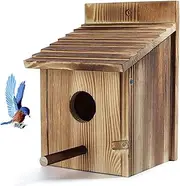 Wood Bird Houses with Pole, Wooden Bird House Cottages, Hanging Bird Nesting Cage for Outside Clearance, Bird Nesting Box for Backyards, Courtyards, and Patios Decor