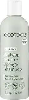EcoTools Makeup Brush + Sponge Shampoo, Remove Makeup & Impurities From Tools, Sponges, & Puffs, Fragrance-Free Brush Cleanser, No Harsh Chemicals, Vegan, & Cruelty-Free, 8 fl. oz./236 ml. Bottle