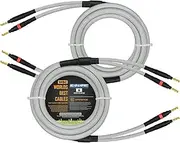 2 Meter - Canare 4S11 - Braid (White + Steel) – Audiophile Grade - HiFi Star-Quad Speaker Cable Pair with Eminence Gold Banana Connectors.
