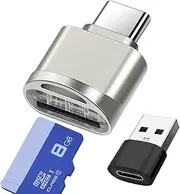 Micro SD Card Reader, USB C to SD Card Reader, Type C TF Memory Card Reader with USB C to USB Adapter, Mepsies USB OTG Card Reader for Laptops, MacBook, Galaxy Phones and More