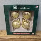 Vintage K-Mart Trim A Home Beautiful Ornaments Glass 4 Gold Teardrop Glitter NIB