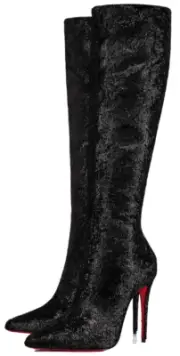 Christian Louboutin Kate Botta 100 Black Velours Papillon Knee Heel Boot 37