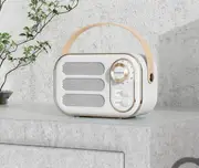Portable Retro Bluetooth 5.0 Speaker - HIFI Sound, Multi-Function with TF Card, USB & AUX Input(White)