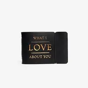 Premium Leather Things I Love About You Book Pocket Size Journal with 50 Prompts for Your Significant Other Fill In the Blank Book (Black)