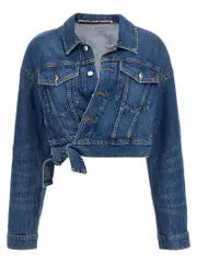 [Denim X Alexander Wang] Denim X Alexander Wang-Wrapped Trucker Giacche Blu-Donna S Blue