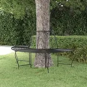 Garden Bench Half Round Tree Bench 159 cm Black Steel