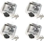 (4 Pack) Stainless Steel Tool Box Lock with Two Keys Each - Truck Trailer RV Door Latch with Gasket T-Handle - Highly Polished Stainless Steel