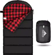 Cotton Flannel Sleeping Bag for Adults, Lightweight 7.55x 2.95ft, Black/ Red