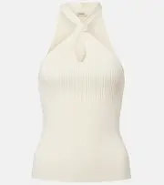 [Simkhai] Simkhai Andrea ribbed-knit halterneck top UK 16 white