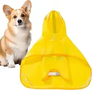 Dog Raincoats | Yellow Puppy Rain Poncho with Reflective Strip - Lightweight Waterproof Pet Clothes for Small and Medium Dog Breeds Outdoor Playing