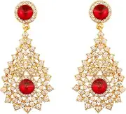[Touchstone] Indian Bollywood Glamorous Handcrafted contemporary Designer Jewelry long Chandelier Earrings In Rhinestone crystal Gold or Silver Tone For Women.