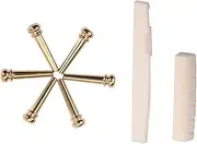 UPKOCH Brass Bridge Bovine Bone Guitar Saddle Nut Kit for Acoustic Folk Guitar Replacement Parts Quality Durable Cattle Bone Construction Enhanced Sound Resonance
