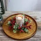 Pillar Candle Ring Wreath Christmas Candle Ring for Xmas Party Living Room