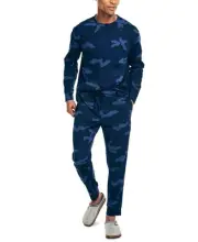 Nautica Men’s Navy Waffle Knit Thermal Camouflage Pajama Set Size XL