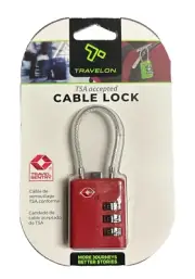 Travelon TSA Luggage Cable Lock Red Flexible Cable Fastener