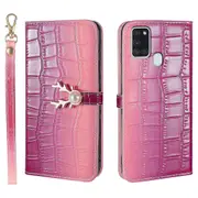For Samsung Galaxy A21S Phone Case With Strap - Purplish red