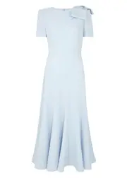 Roland Mouret Bow-embellished Midi Dress - Blue - 16 (UK16 / XL) 16 (UK16 / XL)