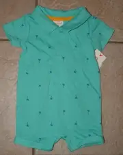 NEW NWT Boys Sz 3-6 Months Bright Tropical Palm Tree Print Romper CAT & JACK