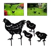 4pcs/set Garden Stakes Acrylic Animal Figurine Hen and