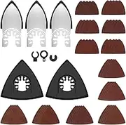 65Pcs Oscillating Tool Sanding Pads Kit Universal Hook and Loop Triangle Sanding Pad Multipurpose Triangle Sandpaper Assorted Finger Sanding Pad 60/80/120/180/240/320 Grit
