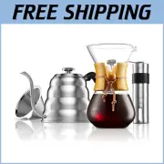 Premium 40 OZ Gooseneck Coffee Kettle & Grinder Set - Perfect Home Brewing