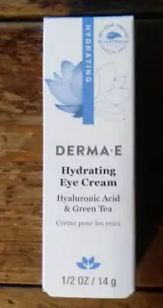 NEW NIB Derma E Hydrating Eye Cream 1/2 oz Hyaluronic Acid and Green tea VEGAN